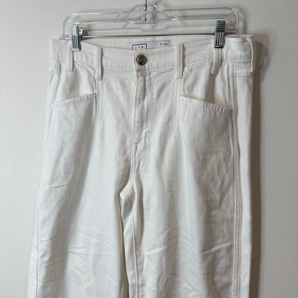 AYR Women's The Beat Jeans Barrel Leg Crop White Size 30 - Picture 7 of 13